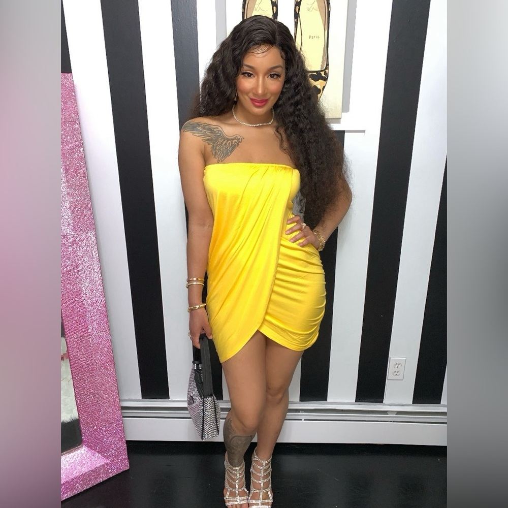 Yellow Strapless Dress